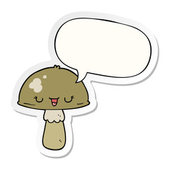 cartoon mushroom and speech bubble sticker