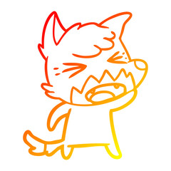 warm gradient line drawing angry cartoon fox