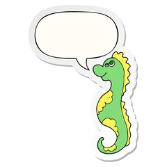 cartoon sea horse and speech bubble sticker
