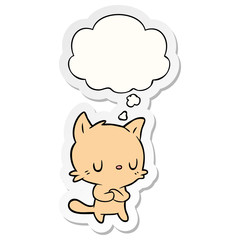 cartoon cat and thought bubble as a printed sticker