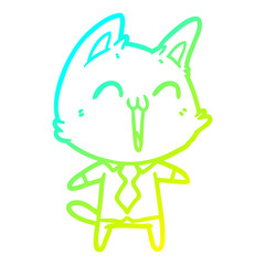 cold gradient line drawing happy cartoon cat