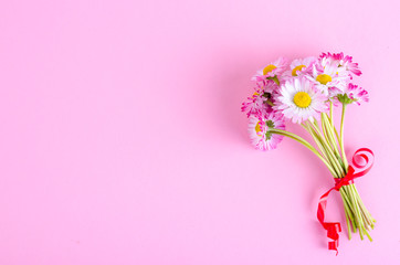 colorful Small bouquet of tender daisies. Photo