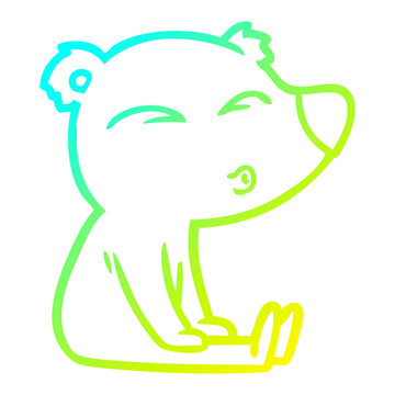 recommend clip art: cold gradient line drawing cartoon whistling bear sitting