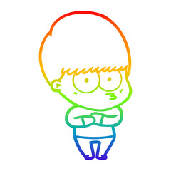 rainbow gradient line drawing nervous cartoon boy