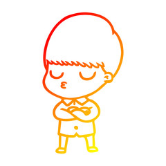 warm gradient line drawing cartoon calm boy