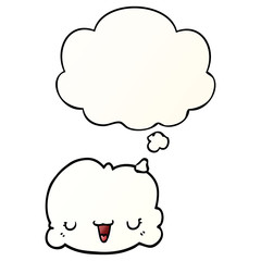 cute cartoon cloud and thought bubble in smooth gradient style