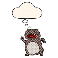 cartoon cat and thought bubble in comic book style