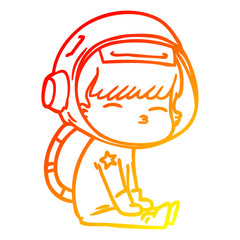 warm gradient line drawing cartoon curious astronaut