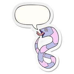 hissing cartoon snake and speech bubble sticker