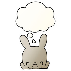 cartoon rabbit and thought bubble in smooth gradient style