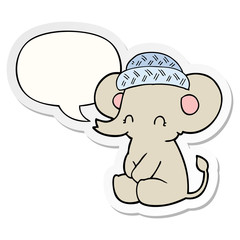 cartoon cute elephant and speech bubble sticker