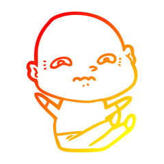 warm gradient line drawing cartoon nervous man