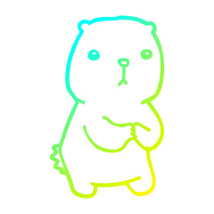 cold gradient line drawing cartoon worried bear