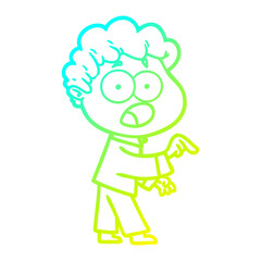 cold gradient line drawing cartoon man gasping in surprise
