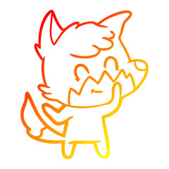 warm gradient line drawing cartoon friendly fox