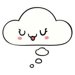 cute happy cartoon face and thought bubble