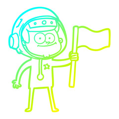 cold gradient line drawing happy astronaut cartoon