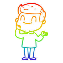 rainbow gradient line drawing cartoon friendly man