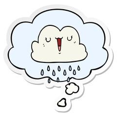 cartoon storm cloud and thought bubble as a printed sticker