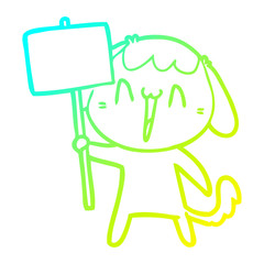 cold gradient line drawing cute cartoon dog