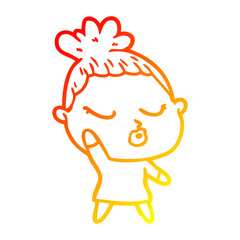 warm gradient line drawing cartoon calm woman
