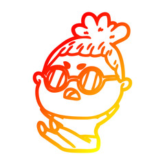warm gradient line drawing cartoon annoyed woman