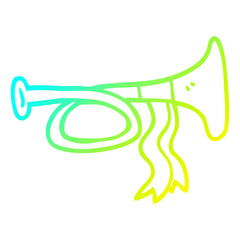 cold gradient line drawing cartoon brass horn