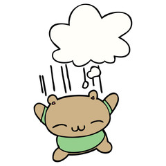 cartoon jumping bear and thought bubble
