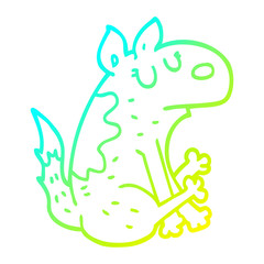 cold gradient line drawing cartoon dog sitting