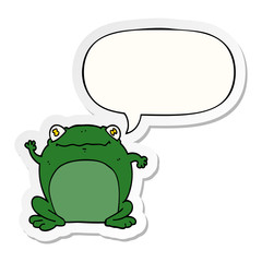 cartoon frog and speech bubble sticker