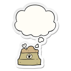 cartoon bowl of dog food and thought bubble as a printed sticker