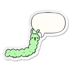cartoon caterpillar and speech bubble sticker