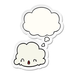 cartoon cloud and thought bubble as a printed sticker