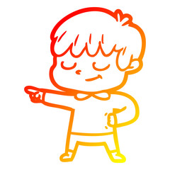 warm gradient line drawing cartoon happy boy
