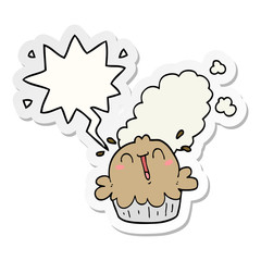 cute cartoon pie and speech bubble sticker