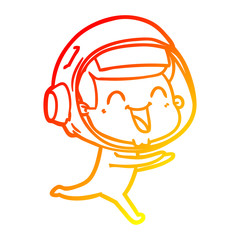 warm gradient line drawing happy cartoon astronaut
