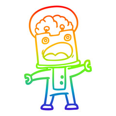 rainbow gradient line drawing cartoon robot