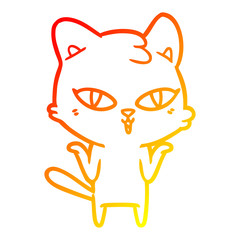 warm gradient line drawing cartoon cat