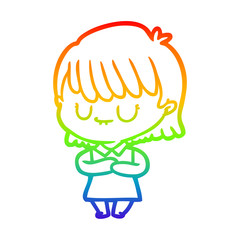 rainbow gradient line drawing cartoon woman