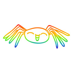 Obraz premium rainbow gradient line drawing happy cartoon spider