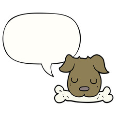 cartoon dog and bone and speech bubble