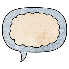 cartoon cloud and speech bubble in retro texture style