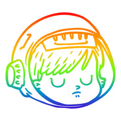 rainbow gradient line drawing cartoon astronaut face