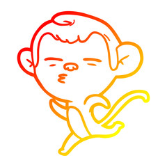 warm gradient line drawing cartoon suspicious monkey
