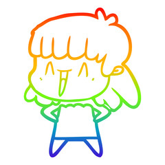 rainbow gradient line drawing cartoon woman