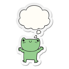 cartoon frog and thought bubble as a printed sticker