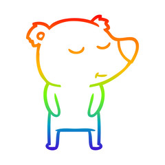 rainbow gradient line drawing happy cartoon polar bear