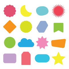 Colorful and isolated kids different shapes empty labels icons set design elements set on white background