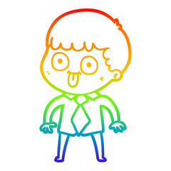 rainbow gradient line drawing cartoon man staring
