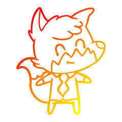 warm gradient line drawing cartoon friendly fox